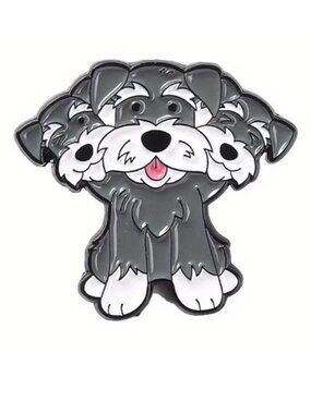 Dog Pin Schnauzer Enamel 3 Heads Brooch Funny Bag Charm Trendy Puppy Love Pet